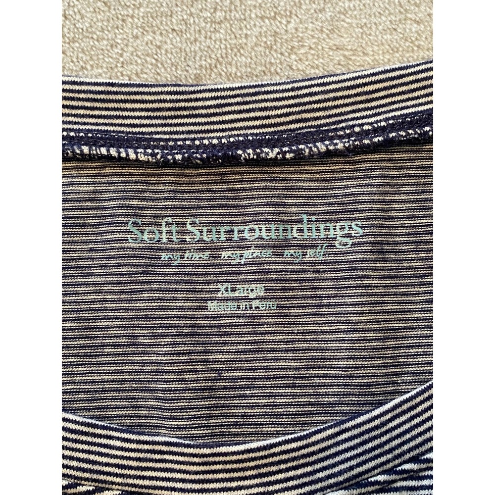 Soft Surroundings T-Shirt Sz XL Blue Stripe Pima Cotton Spandex Nautical Coastal - Picture 5 of 8